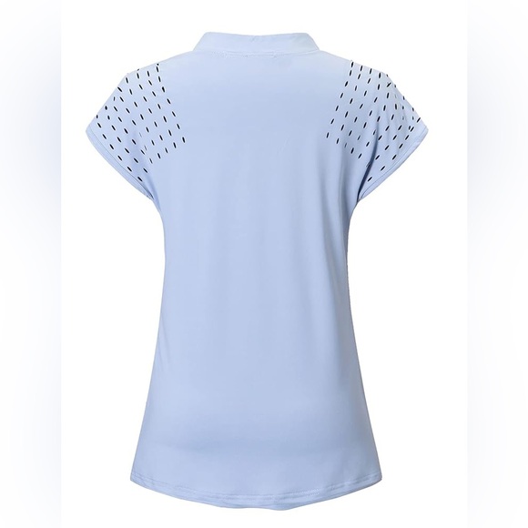 Felisou Dri-Fit Polo Tennis Golf Light Blue V-Neck Top - Picture 2 of 6